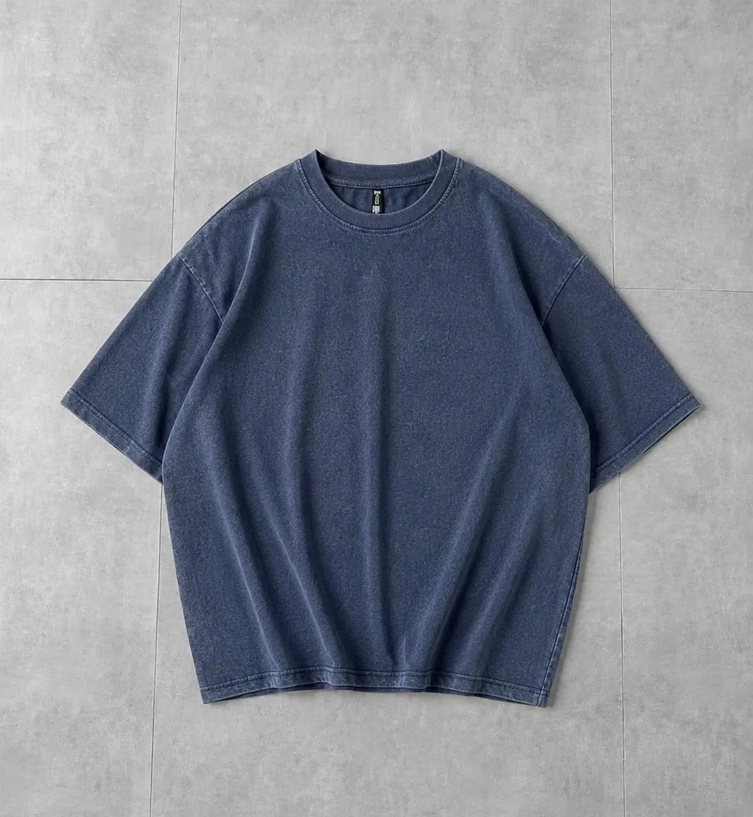 ATISH Acid Wash Drop Shoulder T-Shirt – Premium Cotton Oversized Tee (Acid Wash Navy)