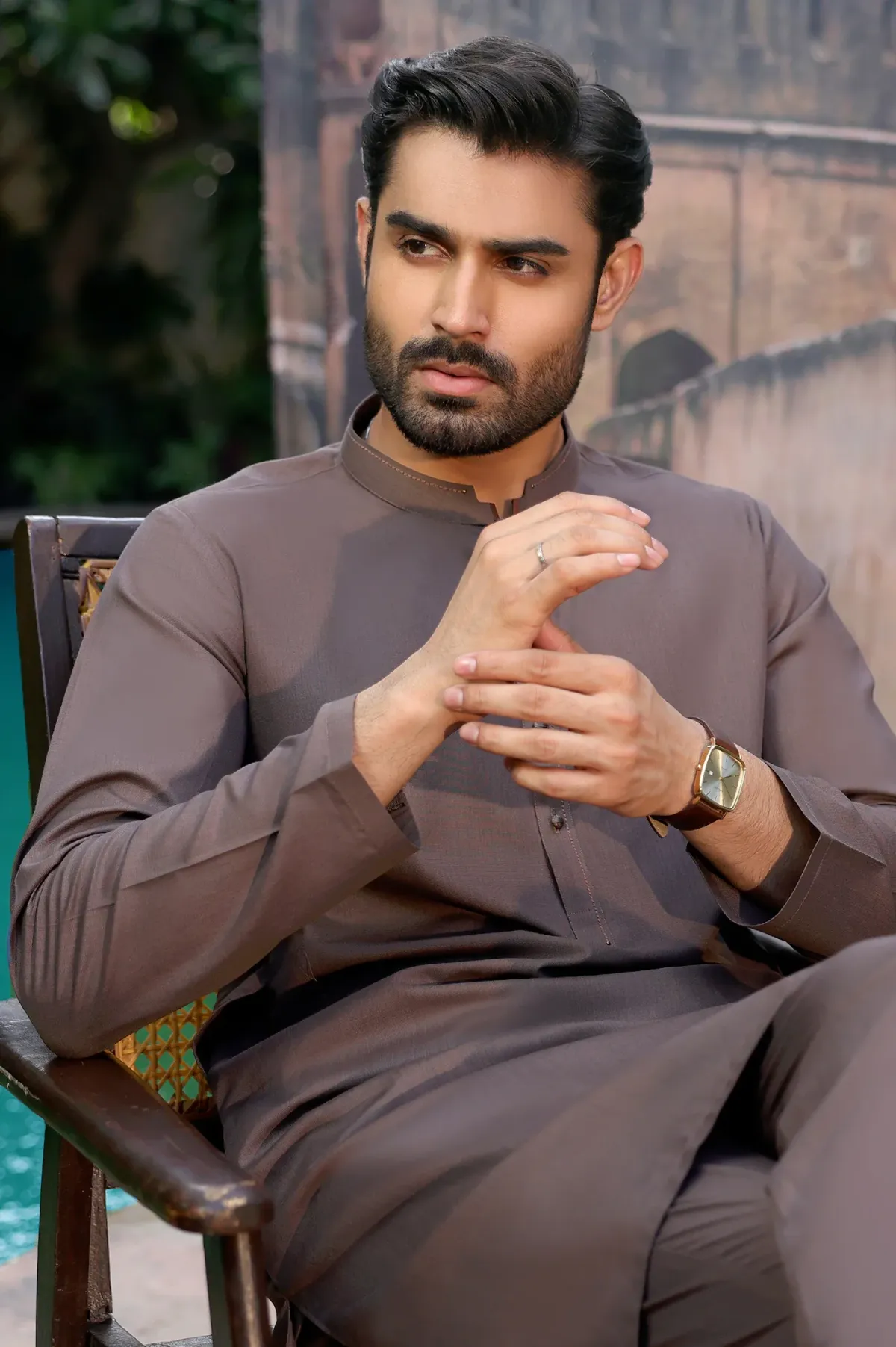 Brown Wash & Wear Kurta Pajama