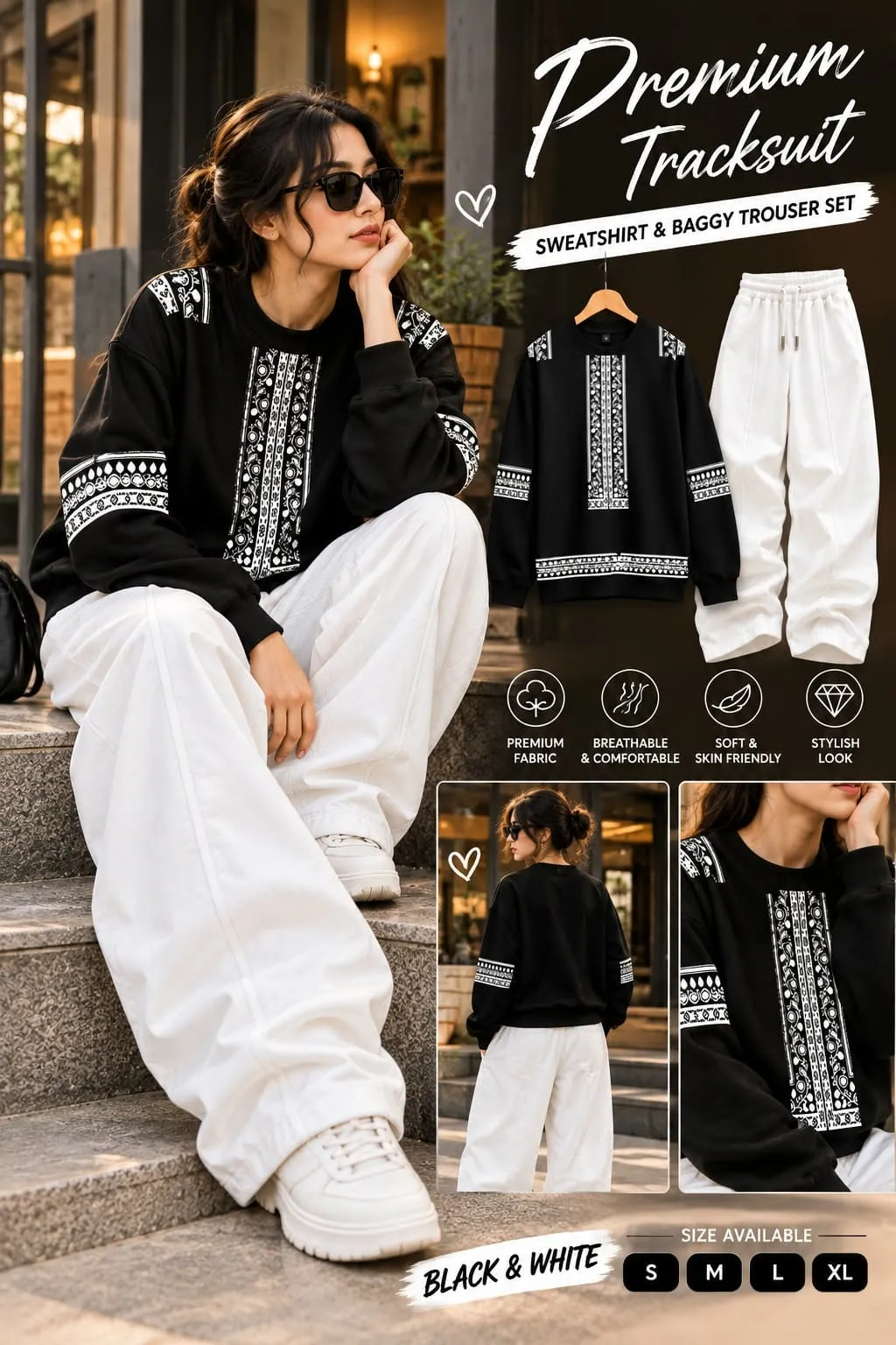 Baggy Track dress Sweet shirt + baggy Trouser Stylish