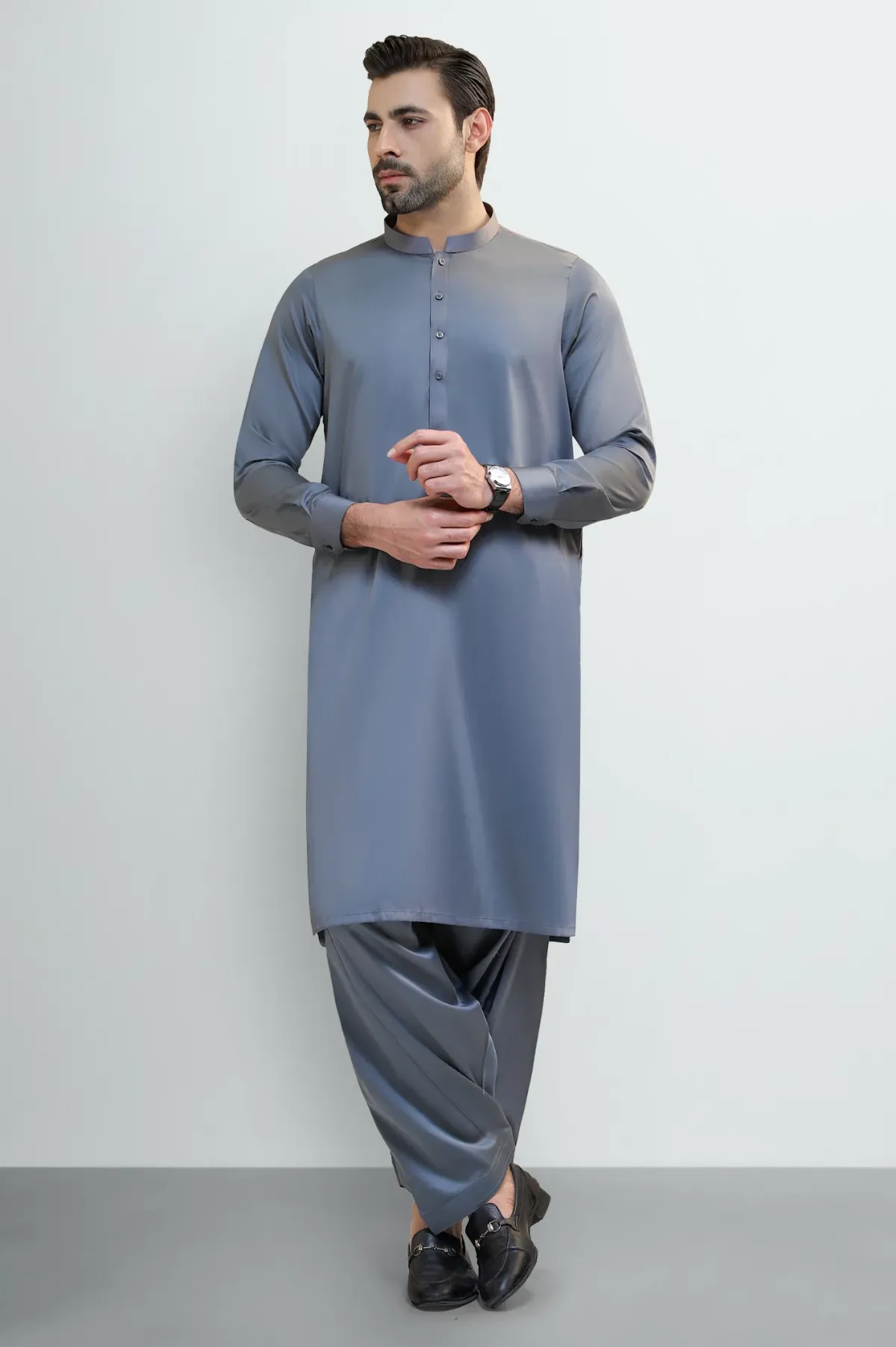 Grey Cotton Shalwar Kameez