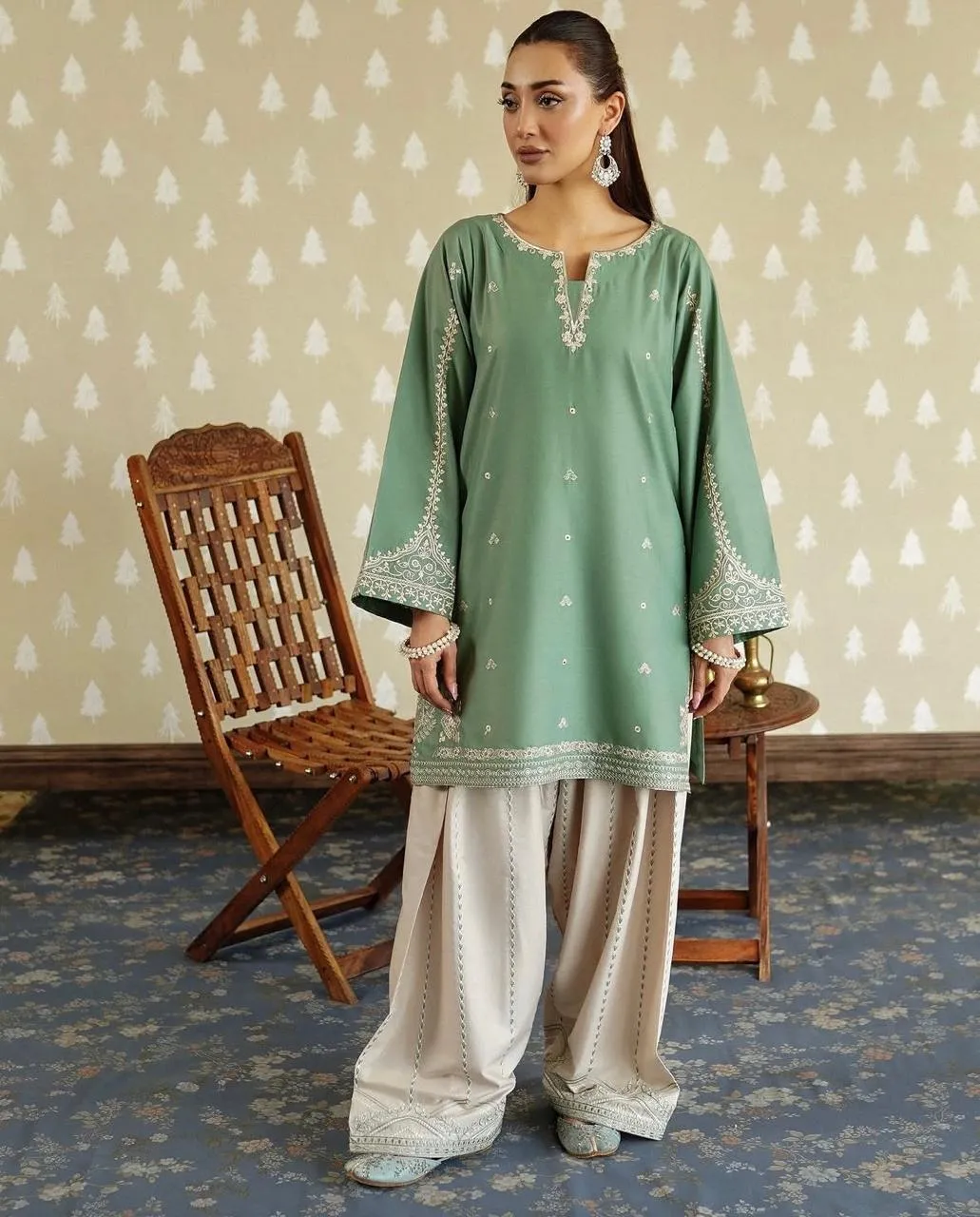 Doria Cotton Contrast Embroidered