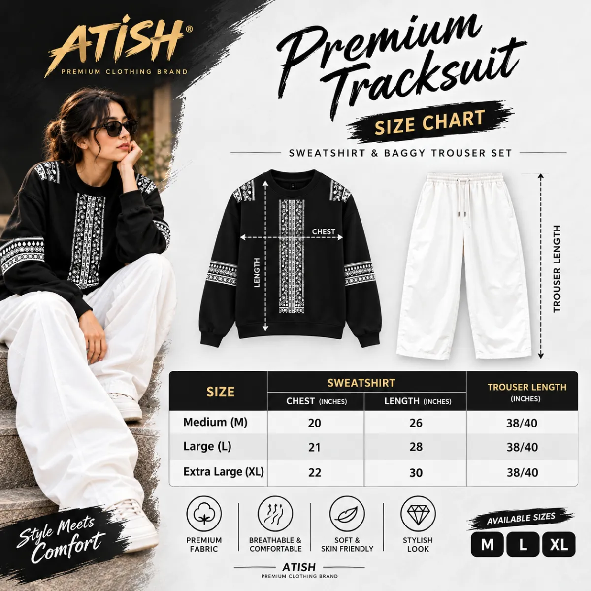 His & Her Cozy Days Deal, Baggy Track dress Sweet shirt + Baggy Trouser Stylish