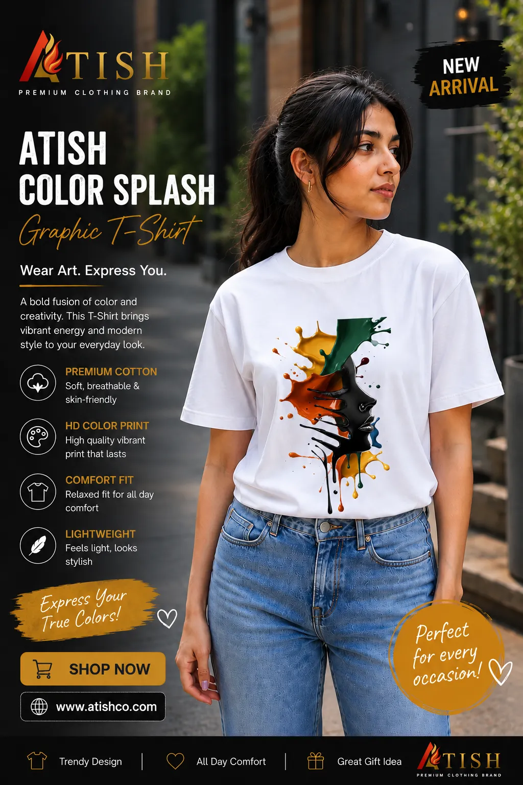 ATISH Color Splash Graphic T-Shirt