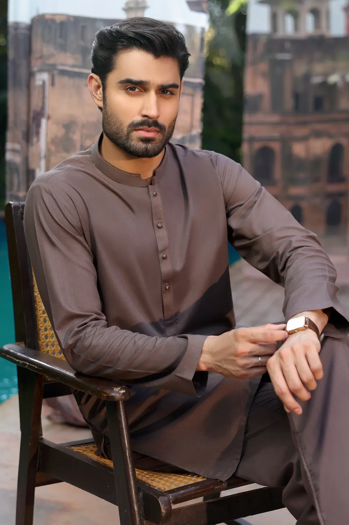 Brown Wash & Wear Kurta Pajama