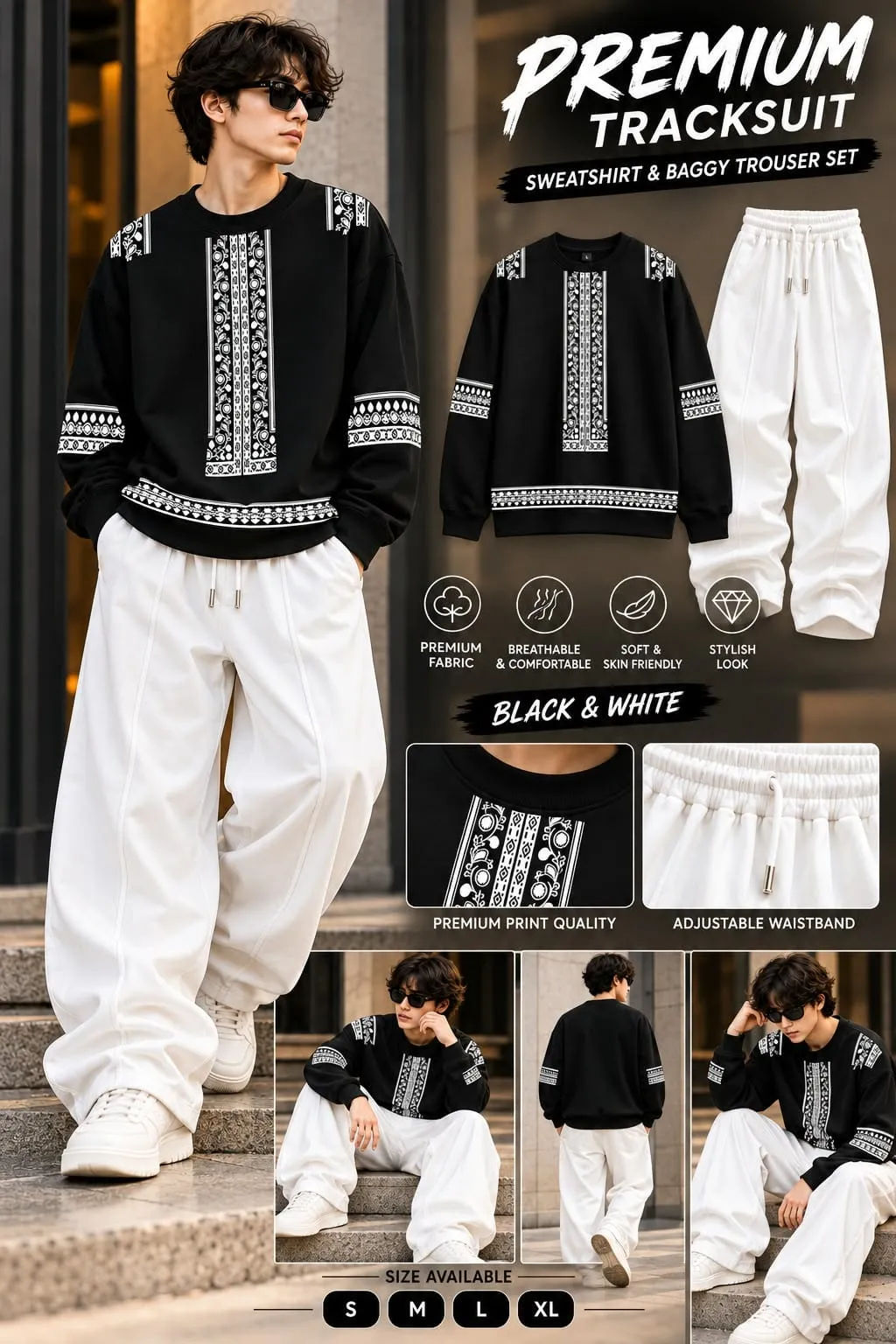 Baggy Track dress Sweet shirt + baggy Trouser Stylish